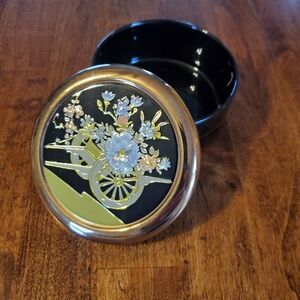 Vintage Japanese Art of Chokin Trinket Box with Gold Accents